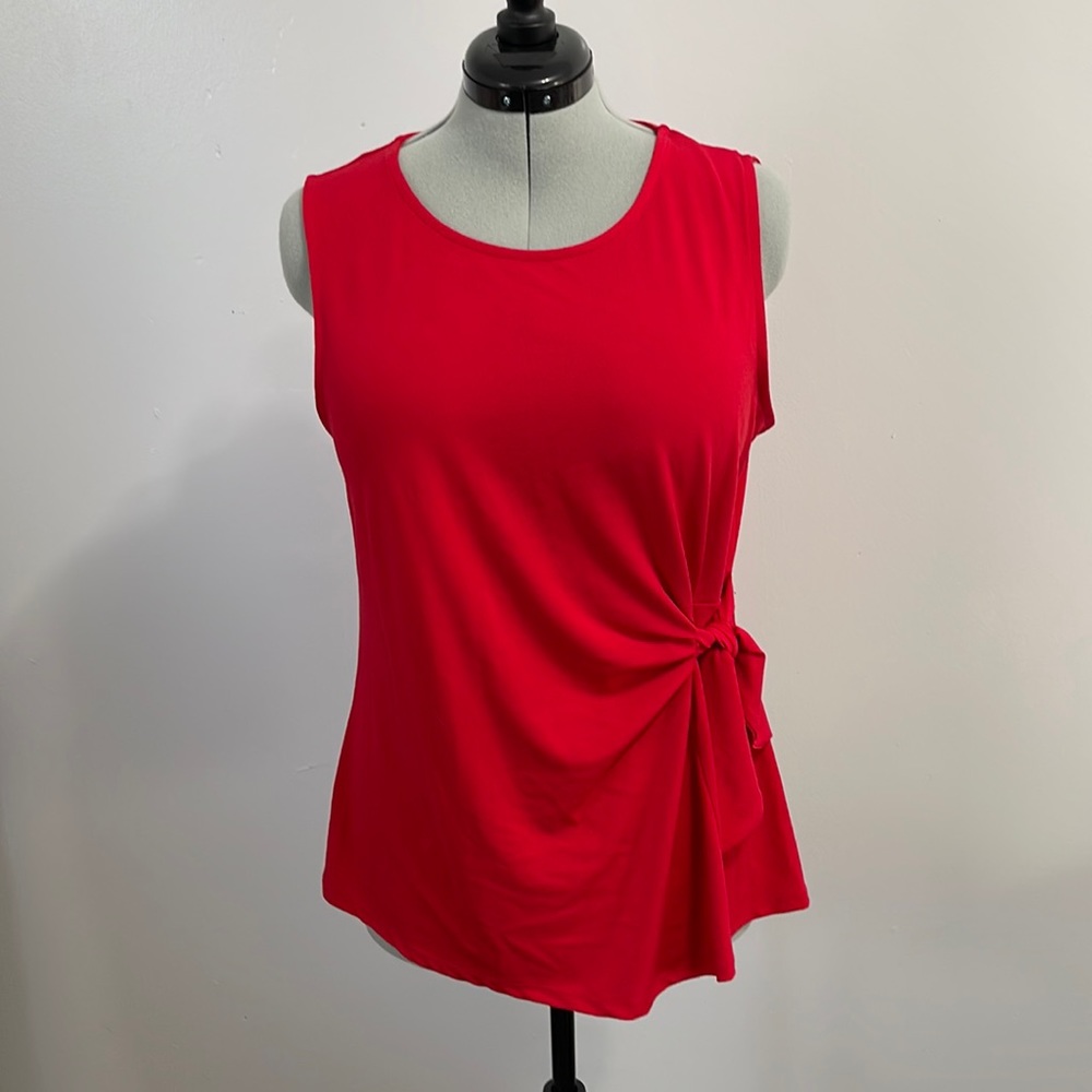 Red tie blouse
